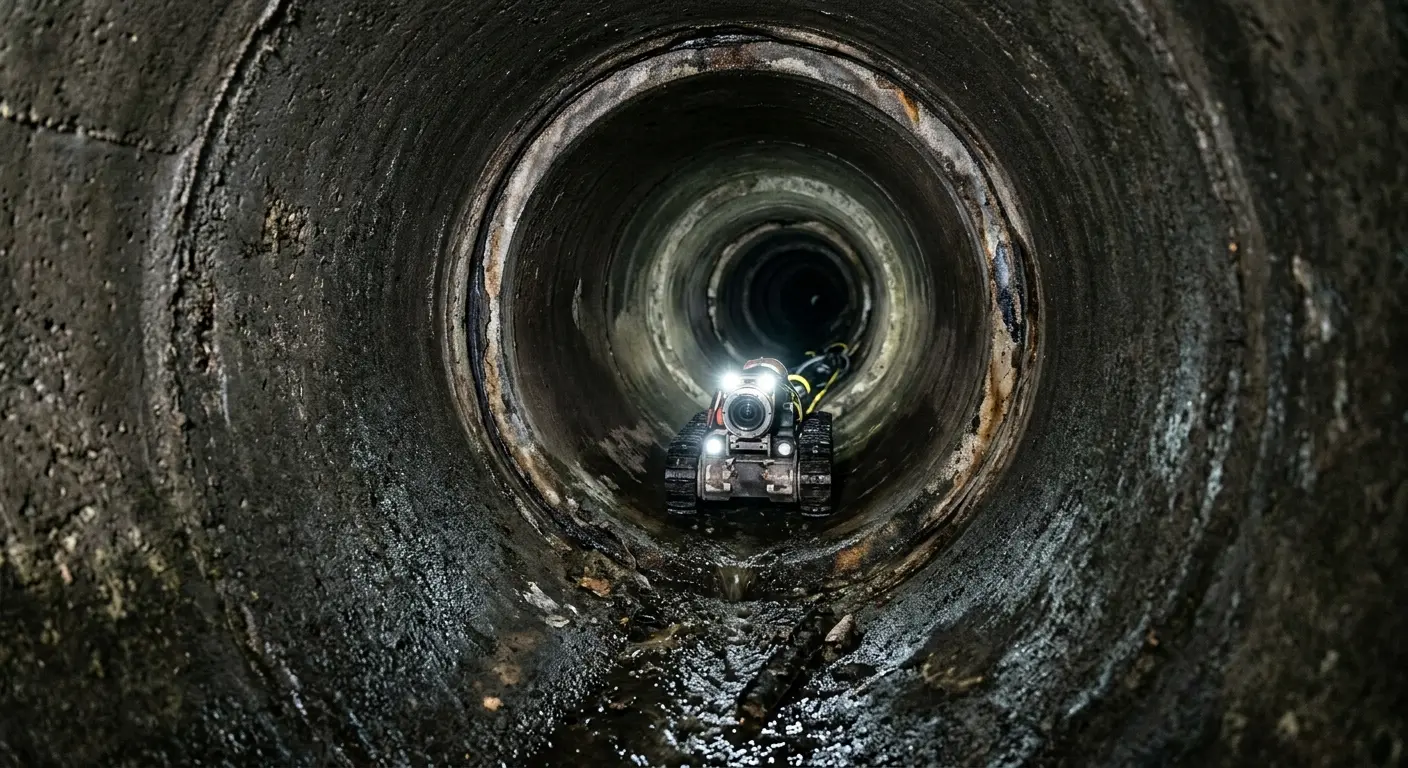 Robotic sewer camera inspecting pipe interior for Sewer Line Cleaning in Montgomery